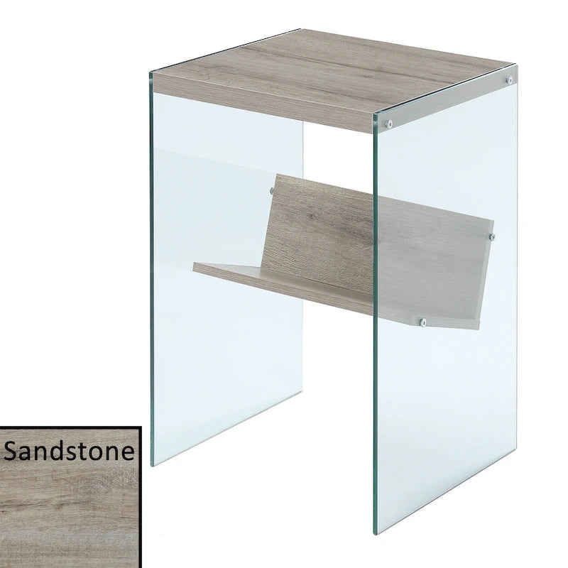 Table d'appoint en verre avec étagère