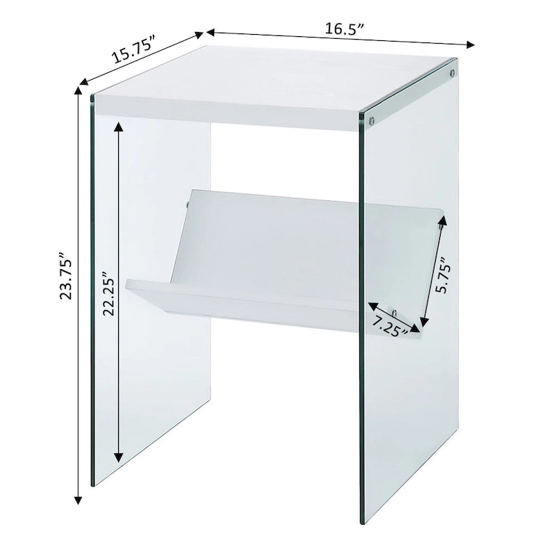 Table d'appoint en verre avec étagère
