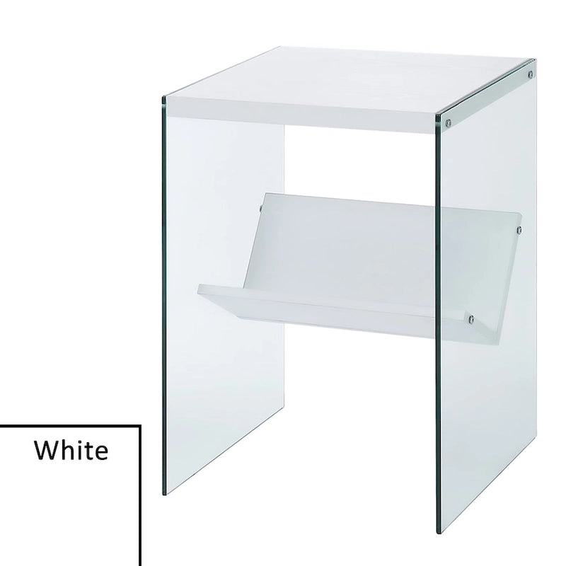 Table d'appoint en verre avec étagère