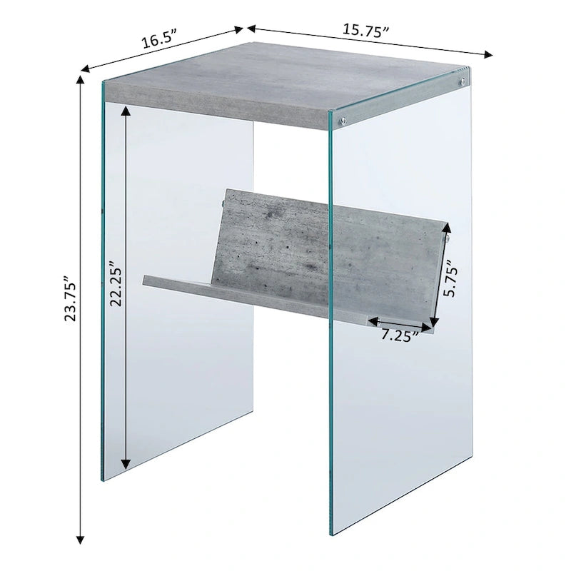 Table d'appoint en verre avec étagère