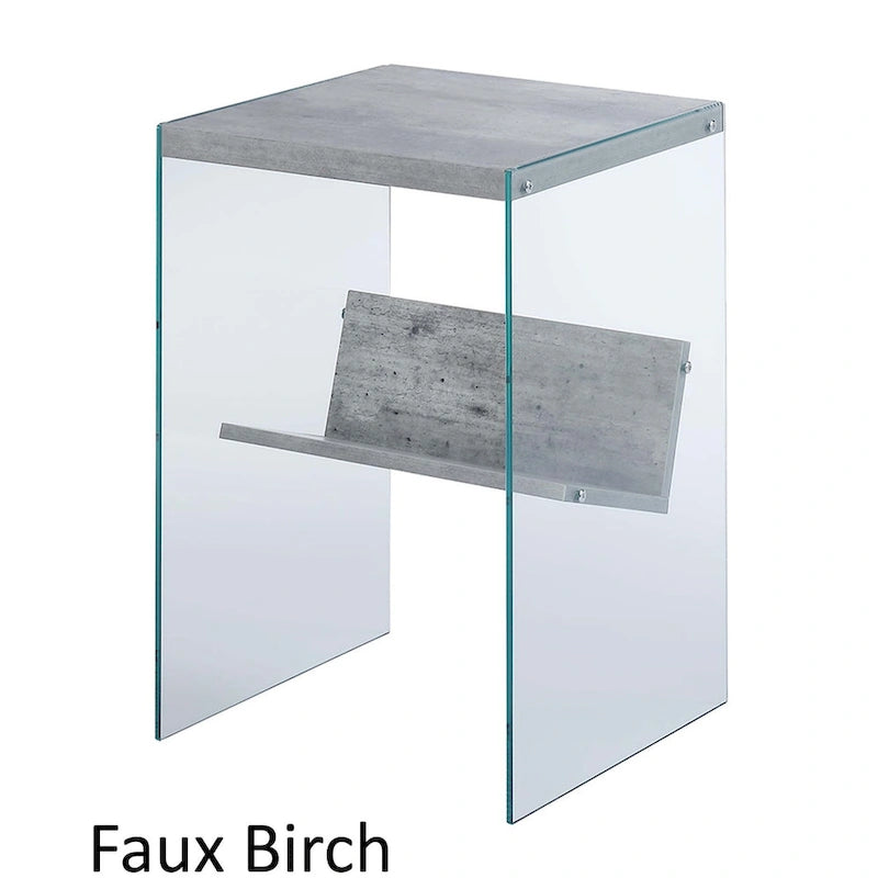 Table d'appoint en verre avec étagère