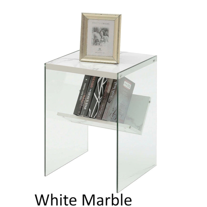 Table d'appoint en verre avec étagère