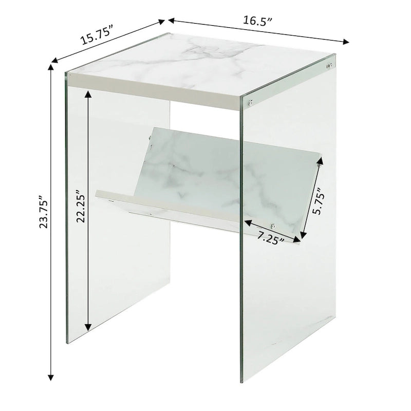 Table d'appoint en verre avec étagère
