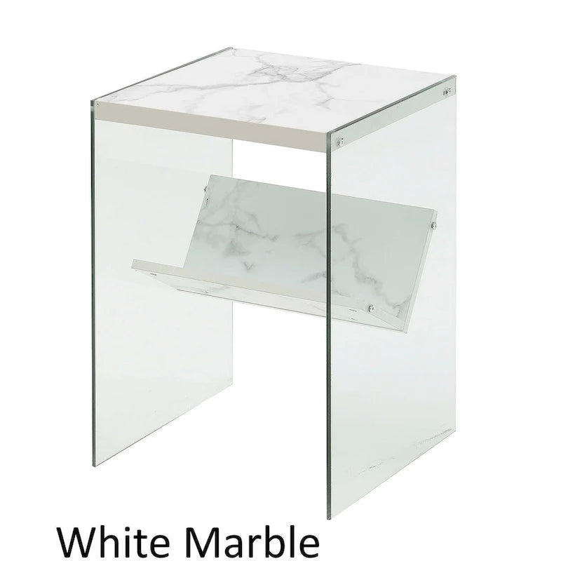 Table d'appoint en verre avec étagère
