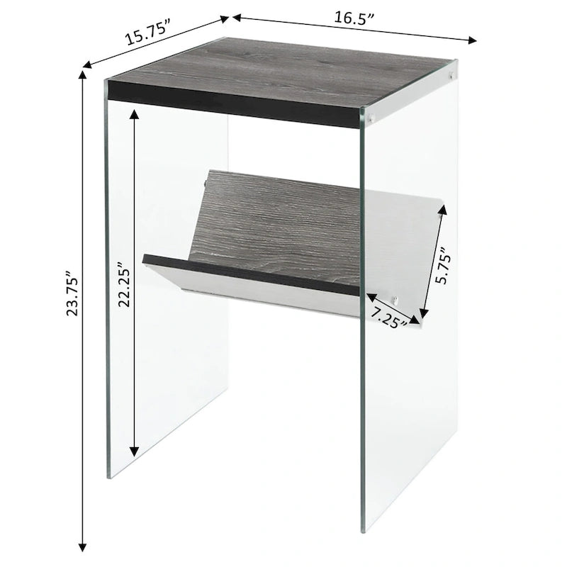 Table d'appoint en verre avec étagère