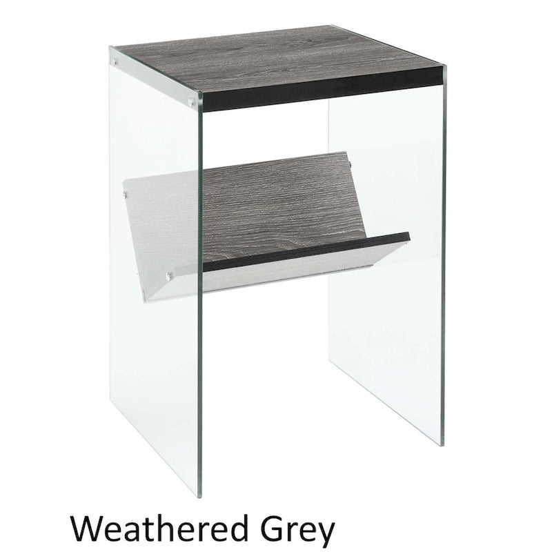Table d'appoint en verre avec étagère