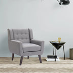 Fauteuil moderne en lin touffeté avec accoudoirs