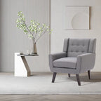 Fauteuil moderne en lin touffeté avec accoudoirs