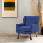 Fauteuil moderne en lin touffeté avec accoudoirs