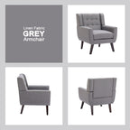 Fauteuil moderne en lin touffeté avec accoudoirs