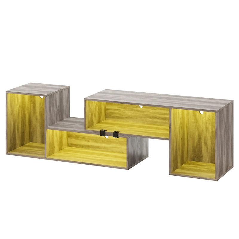 Meuble TV Moderne DIY Déformable avec Bande Lumineuse LED