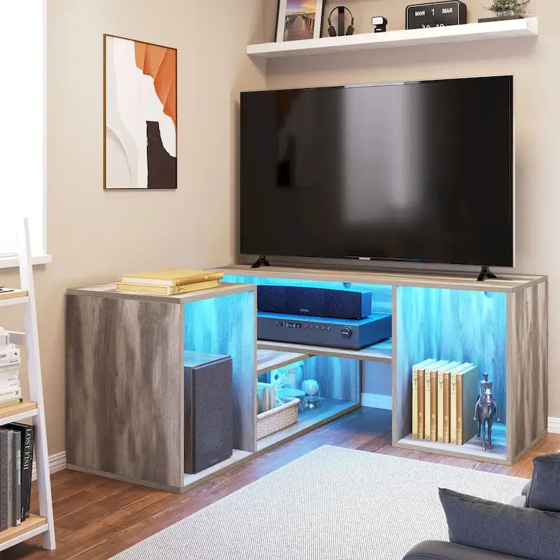 Meuble TV Moderne DIY Déformable avec Bande Lumineuse LED