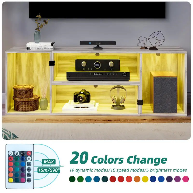 Meuble TV Moderne DIY Déformable avec Bande Lumineuse LED