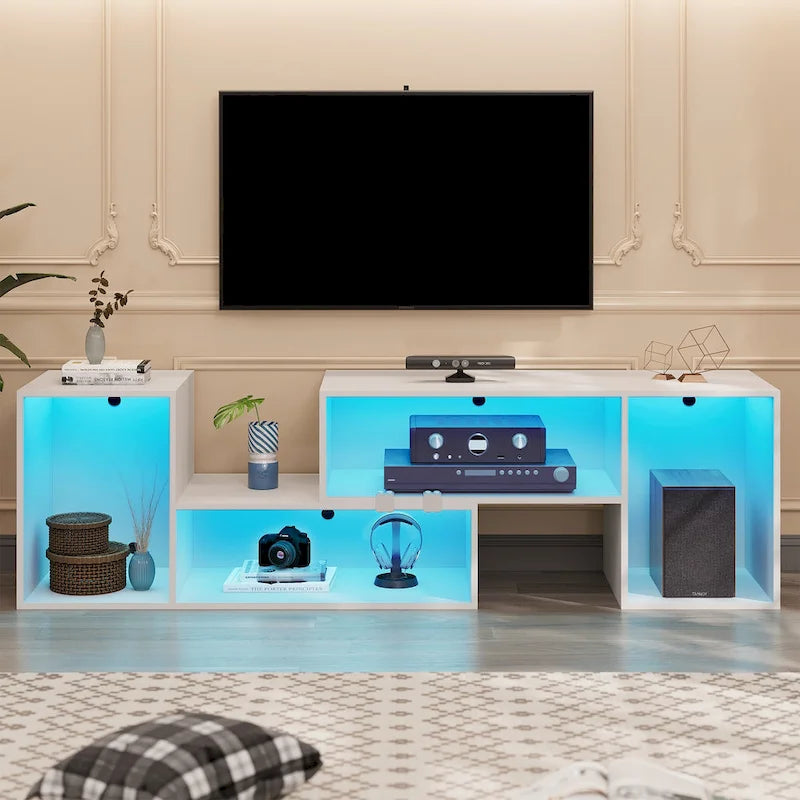 Meuble TV Moderne DIY Déformable avec Bande Lumineuse LED