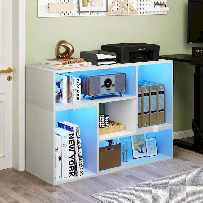Meuble TV Moderne DIY Déformable avec Bande Lumineuse LED