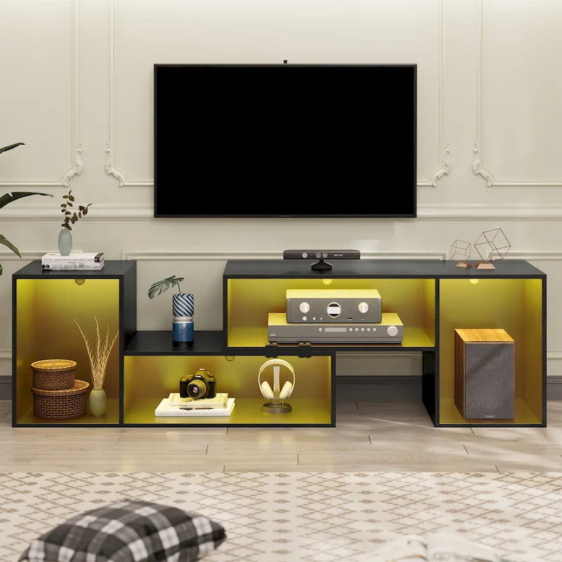 Meuble TV Moderne DIY Déformable avec Bande Lumineuse LED