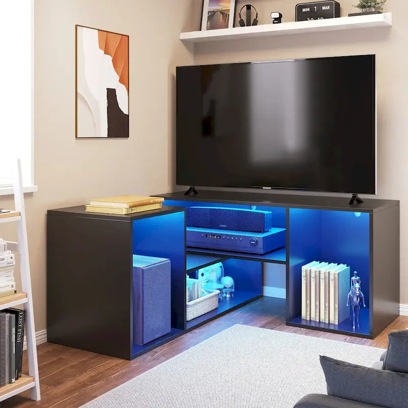Meuble TV Moderne DIY Déformable avec Bande Lumineuse LED