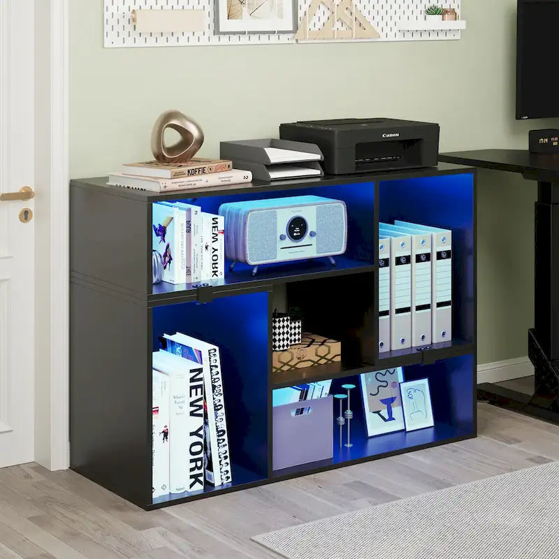 Meuble TV Moderne DIY Déformable avec Bande Lumineuse LED