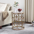 Table Cercles Dorés, Fer, 42,5 x 42,5 x 56 cm, Conception Américaine