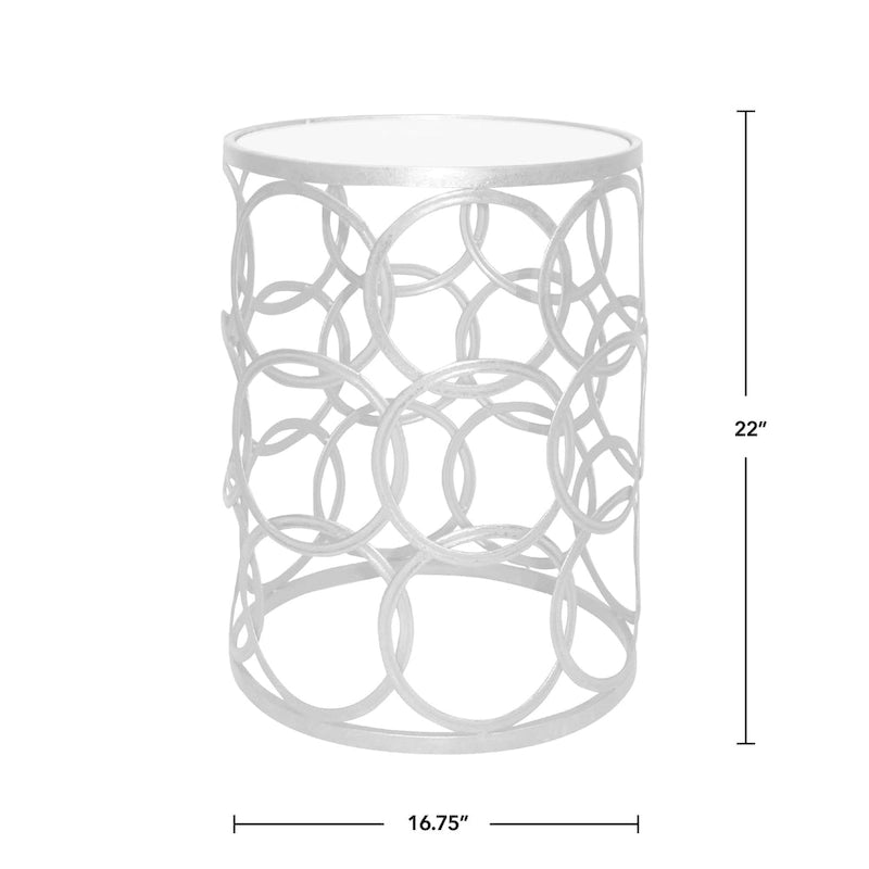 Table Cercles Dorés, Fer, 42,5 x 42,5 x 56 cm, Conception Américaine