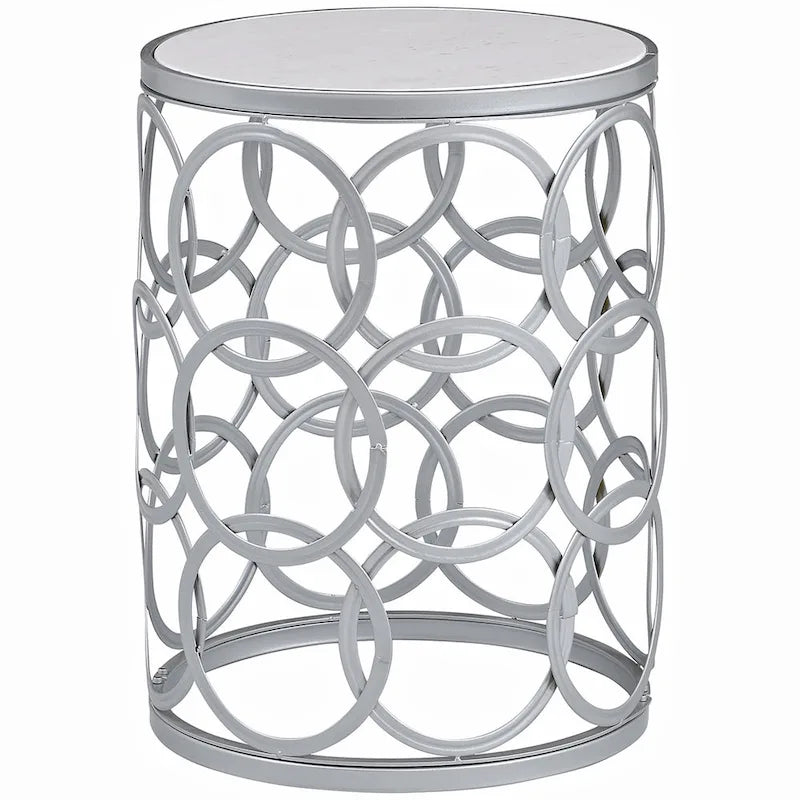 Table Cercles Dorés, Fer, 42,5 x 42,5 x 56 cm, Conception Américaine