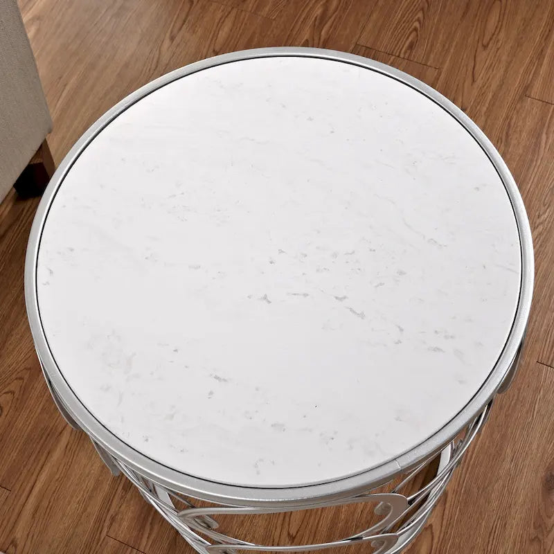 Table Cercles Dorés, Fer, 42,5 x 42,5 x 56 cm, Conception Américaine