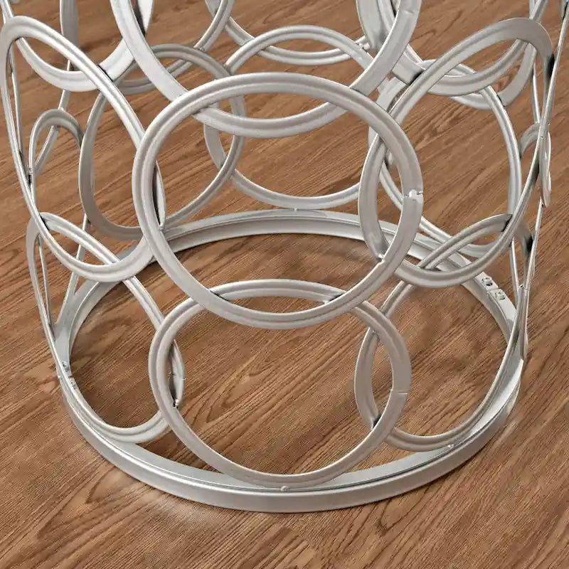 Table Cercles Dorés, Fer, 42,5 x 42,5 x 56 cm, Conception Américaine