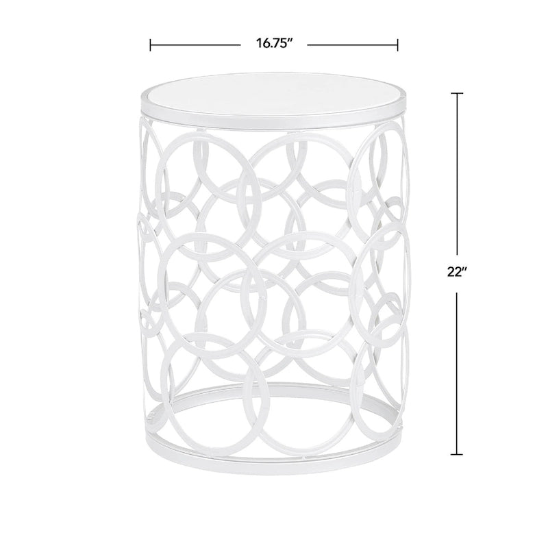 Table Cercles Dorés, Fer, 42,5 x 42,5 x 56 cm, Conception Américaine
