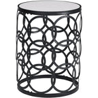 Table Cercles Dorés, Fer, 42,5 x 42,5 x 56 cm, Conception Américaine