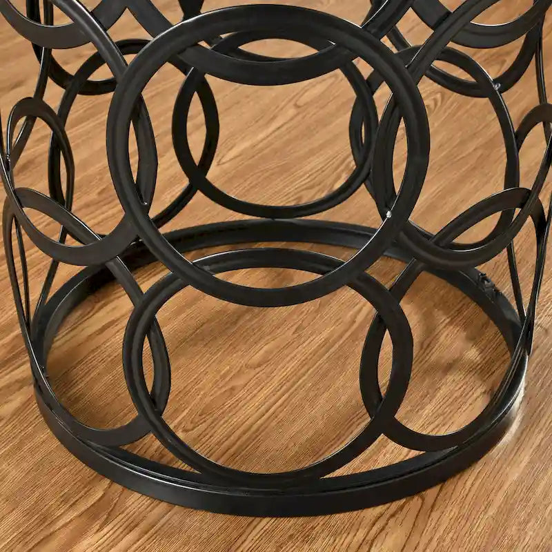 Table Cercles Dorés, Fer, 42,5 x 42,5 x 56 cm, Conception Américaine