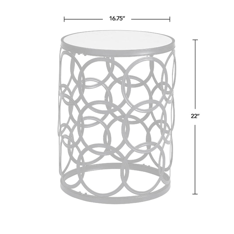 Table Cercles Dorés, Fer, 42,5 x 42,5 x 56 cm, Conception Américaine