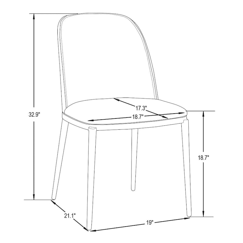 Ensemble repas 7 pièces en acier noir avec 6 chaises et table Collection Tule