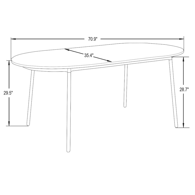 Ensemble repas 7 pièces en acier noir avec 6 chaises et table Collection Tule