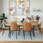 Ensemble repas 7 pièces en acier noir avec 6 chaises et table Collection Tule