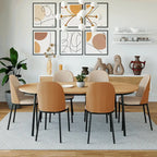 Ensemble repas 7 pièces en acier noir avec 6 chaises et table Collection Tule