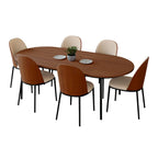 Ensemble repas 7 pièces en acier noir avec 6 chaises et table Collection Tule