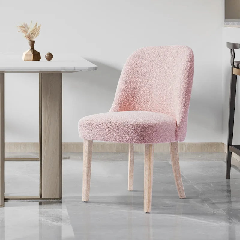Chaise d'appoint rembourrée en polyester bouclé - Résistante à l'eau et aux taches