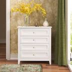 Commode à tiroirs en bois massif pulvérisé avec poignée ronde rétro, blanc