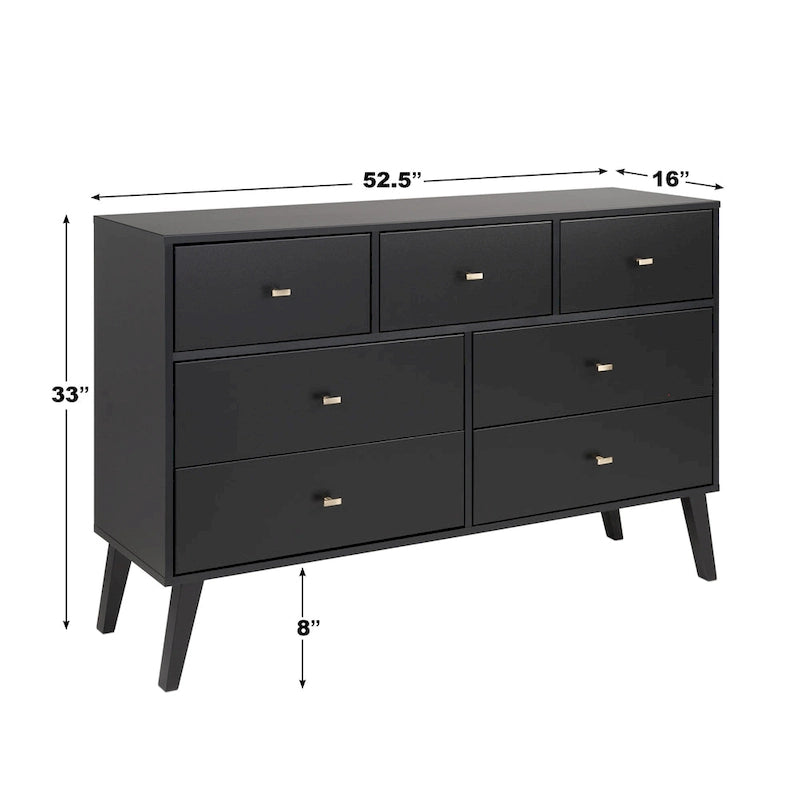 Commode à 7 tiroirs Milo Mid-Century Modern