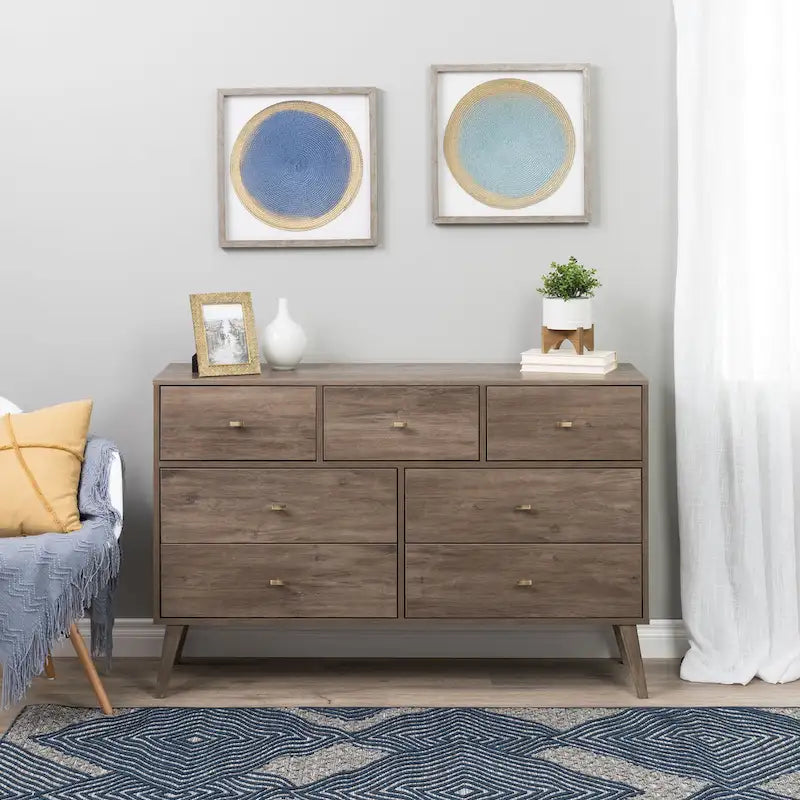Commode à 7 tiroirs Milo Mid-Century Modern