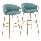 Tabouret de bar à hauteur fixe en métal doré - Lot de 2 - 19,5L x 21l x 38,25H