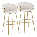 Tabouret de bar à hauteur fixe en métal doré - Lot de 2 - 19,5L x 21l x 38,25H