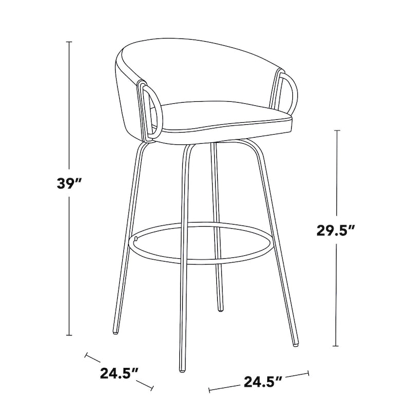 Tabouret de bar à hauteur fixe en métal doré - Lot de 2 - 19,5L x 21l x 38,25H