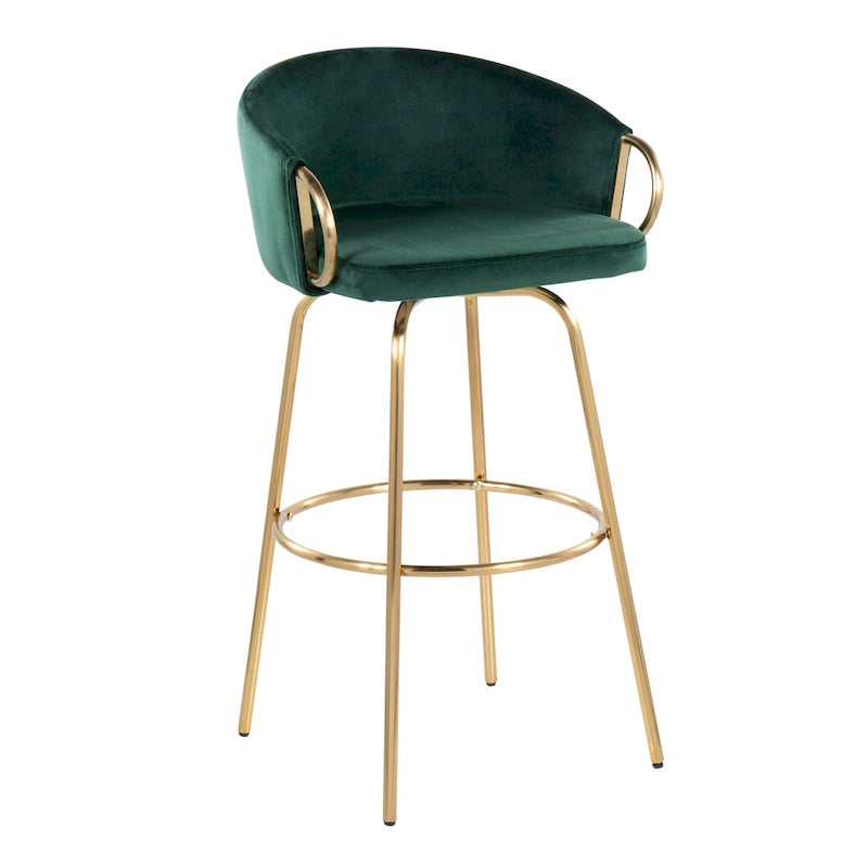 Tabouret de bar à hauteur fixe en métal doré - Lot de 2 - 19,5L x 21l x 38,25H