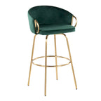 Tabouret de bar à hauteur fixe en métal doré - Lot de 2 - 19,5L x 21l x 38,25H