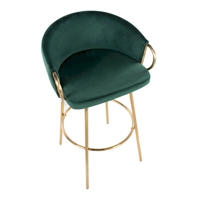Tabouret de bar à hauteur fixe en métal doré - Lot de 2 - 19,5L x 21l x 38,25H