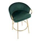Tabouret de bar à hauteur fixe en métal doré - Lot de 2 - 19,5L x 21l x 38,25H