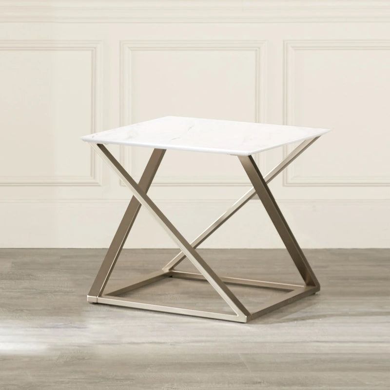 Ensemble de 3 tables d'appoint plateau aspect marbre