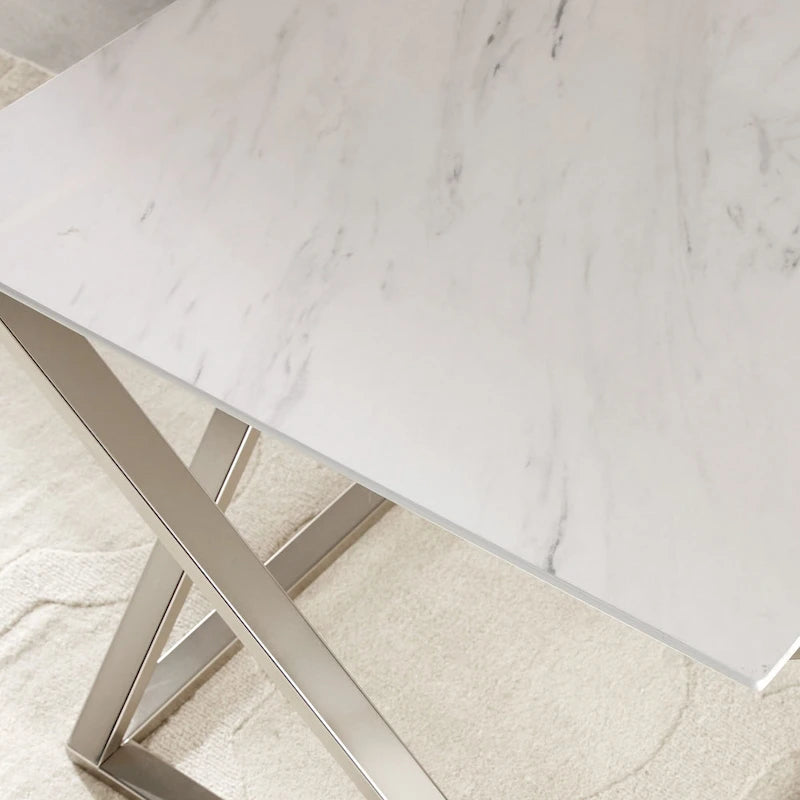 Ensemble de 3 tables d'appoint plateau aspect marbre
