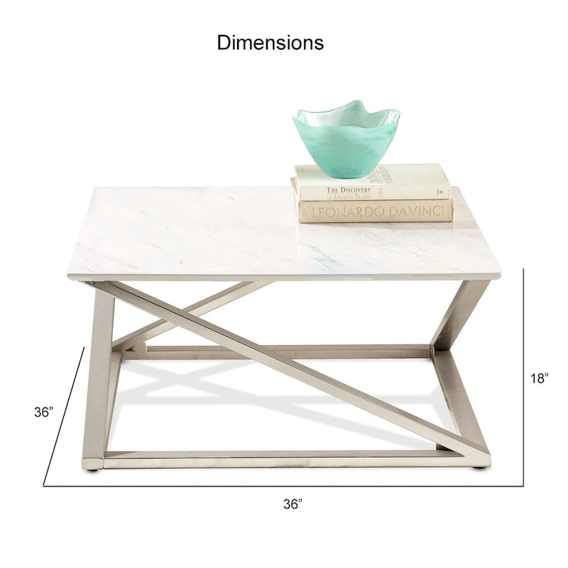 Ensemble de 3 tables d'appoint plateau aspect marbre
